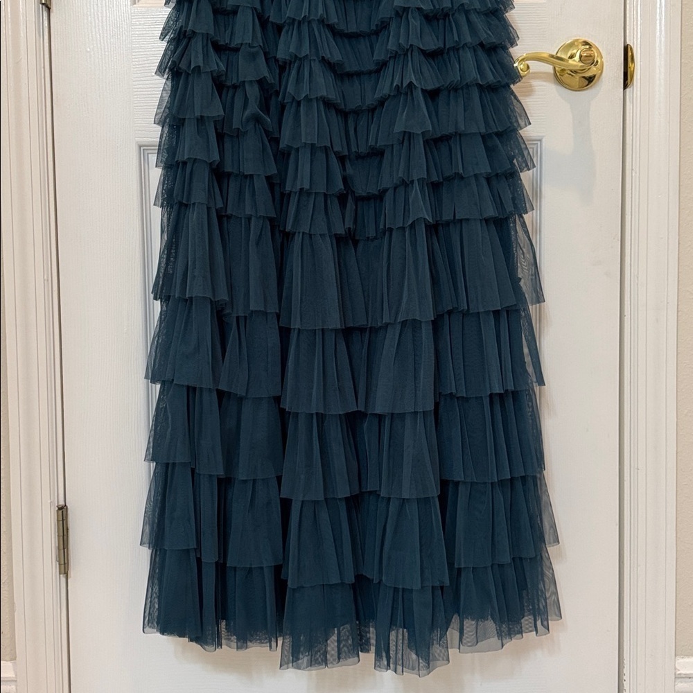 Mac Duggal 8046 Teal Sleeveless Ruffle Layered Gown Size 8 NWT - Picture 12 of 15